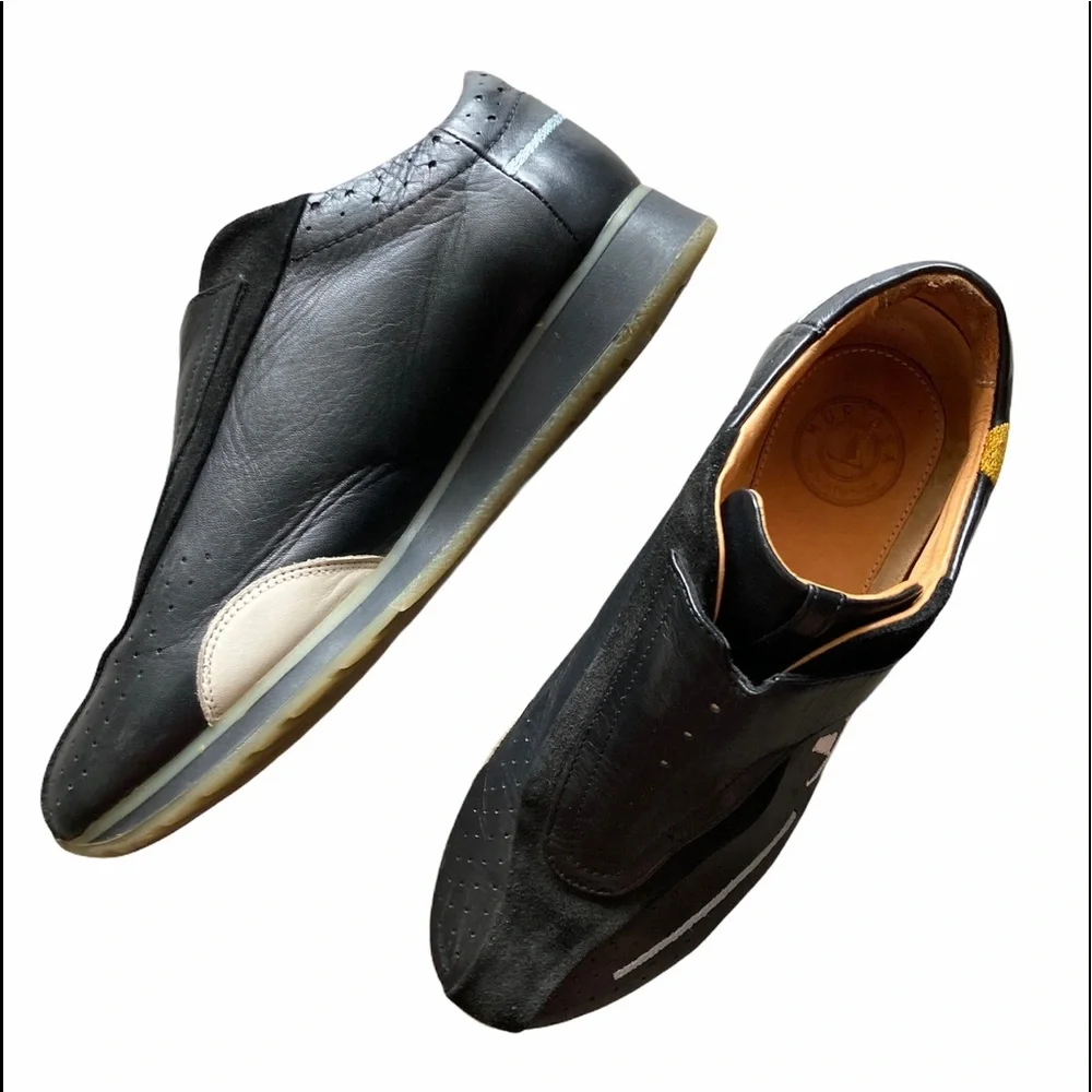 Murtosa Slip On Loafer Leather Shoe Velcro Close Rubber Sole Navy Size 37 US 6.5